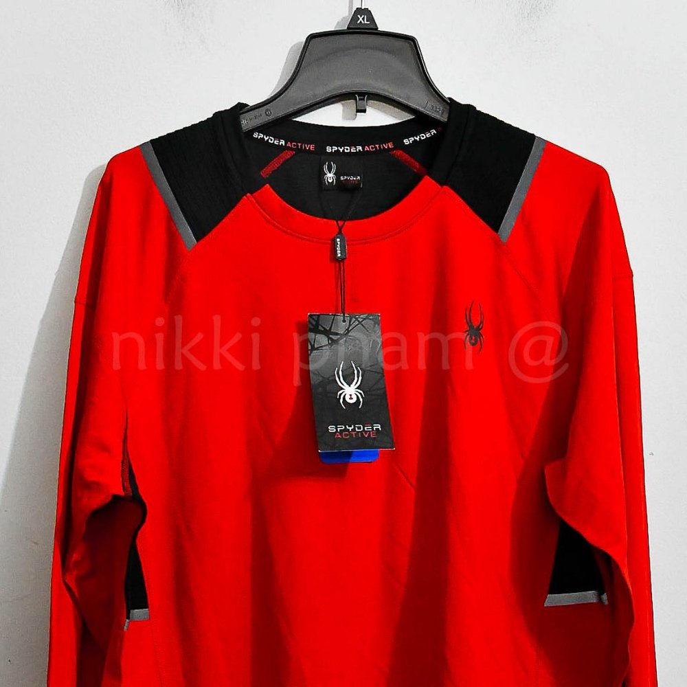NWT Spyder Active Men’s Long Sleeve T-Shirt in RED - Picture 2 of 4